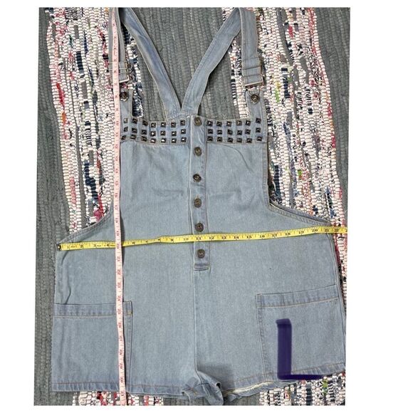 Pol Denim Overall Shorts With Side Pockets And Stud Details - Picture 13 of 16